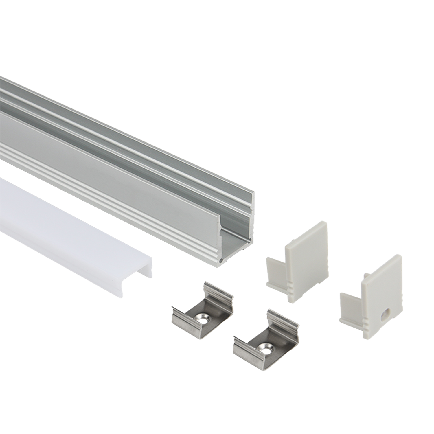 2m Long Surface Mounted Aluminium LED Profile With Cover & End