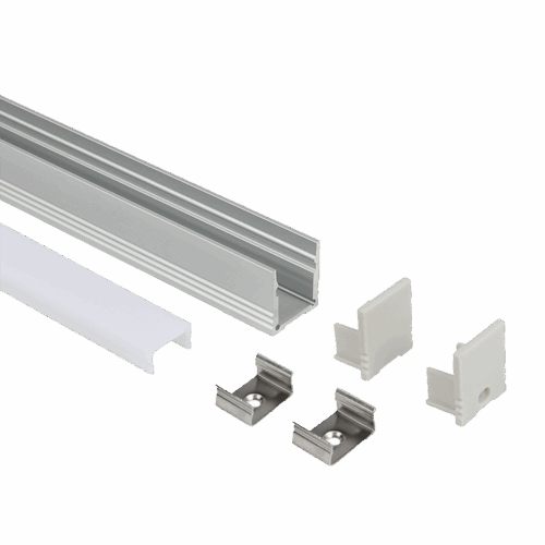 Profile U3 Alu 2m 18,5x20mm incl f.cover,end cap, clips