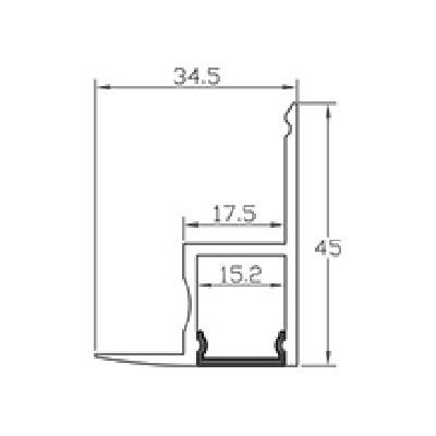 Profile H Alu 2m 45x34,5mm incl f. cover,end cap