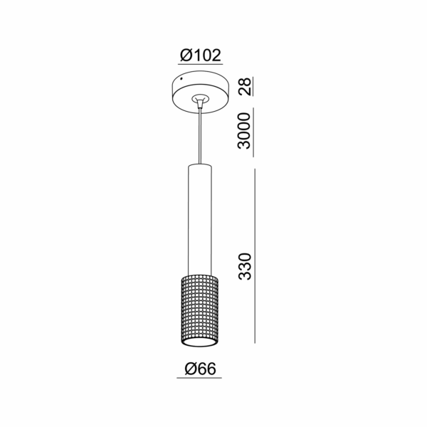 Tony Plus Pendant 927 9,3W Ø:66x330mm 3m cable BK/GD Phasec