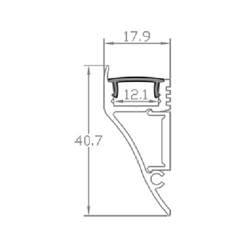 Profile W Alu 2m 40,7x17,9mm incl f. cover,end cap, clips
