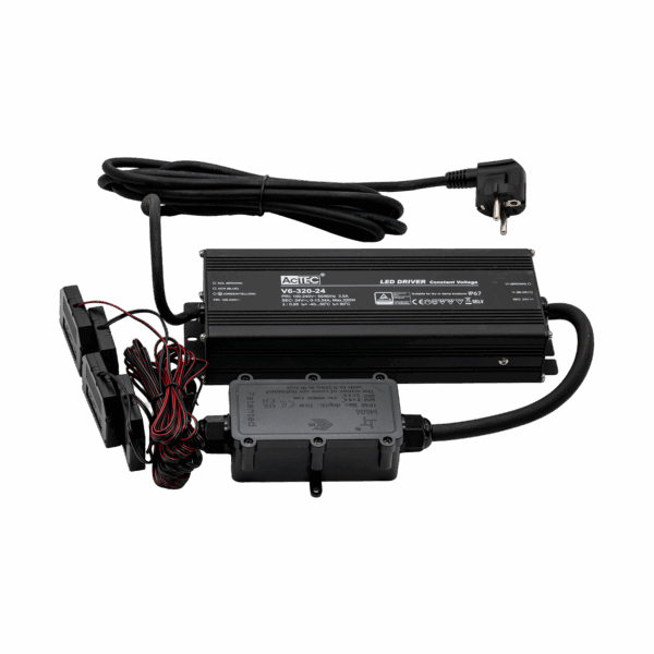 Driver 24V 300W IP67 3m Euro & 4pcs Riva 6-way spl. mini 72W