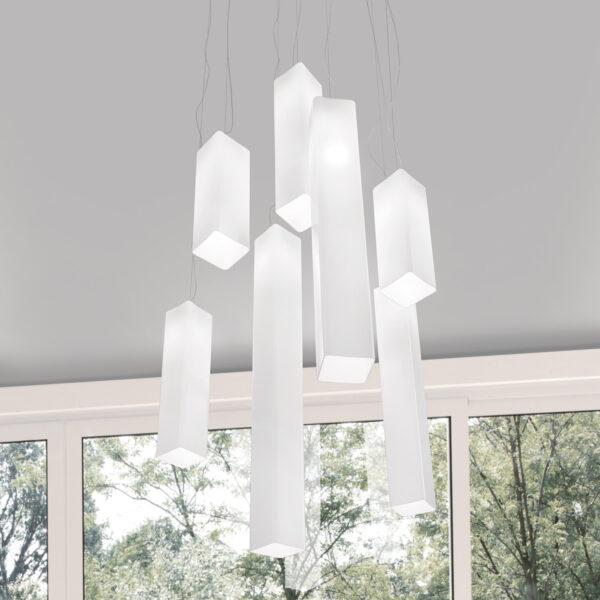 Tubes SP 120 77W E27 Matt Nickel Frame White Glossy Glass