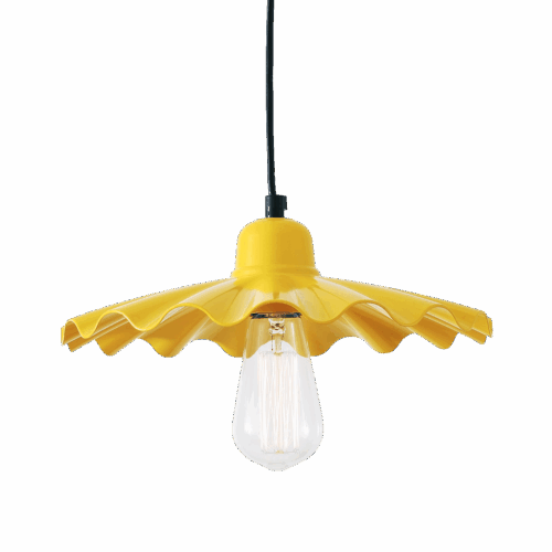 Ardle Ripple Shade Factory Pendant 30cm Yellow 1m cable