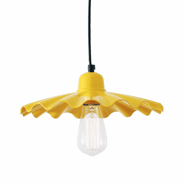 Ardle Ripple Shade Factory Pendant 30cm Yellow 1m cable
