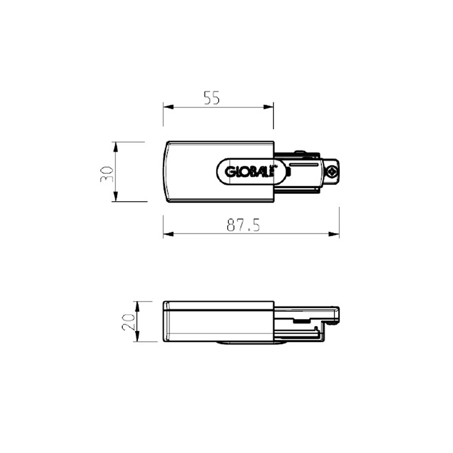 Global Base End Feed 1-circuit Right BK