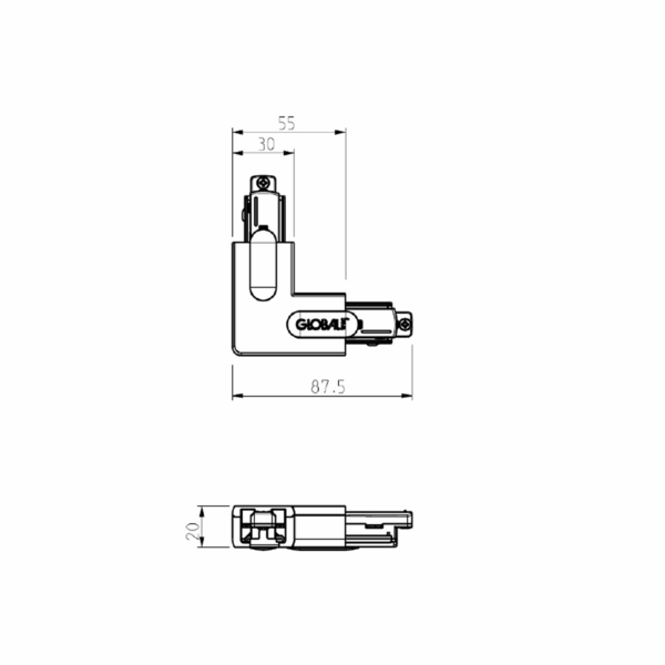 Global Base L-feed L90° (inside) 1-circuit WH