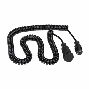 Coiled Cable 5m + Male Schuko Plug + Female Schuko Plug BK