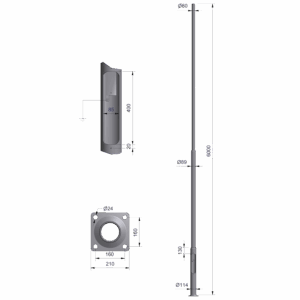 Ørsta pole 6m Ø60mm cc=160mm