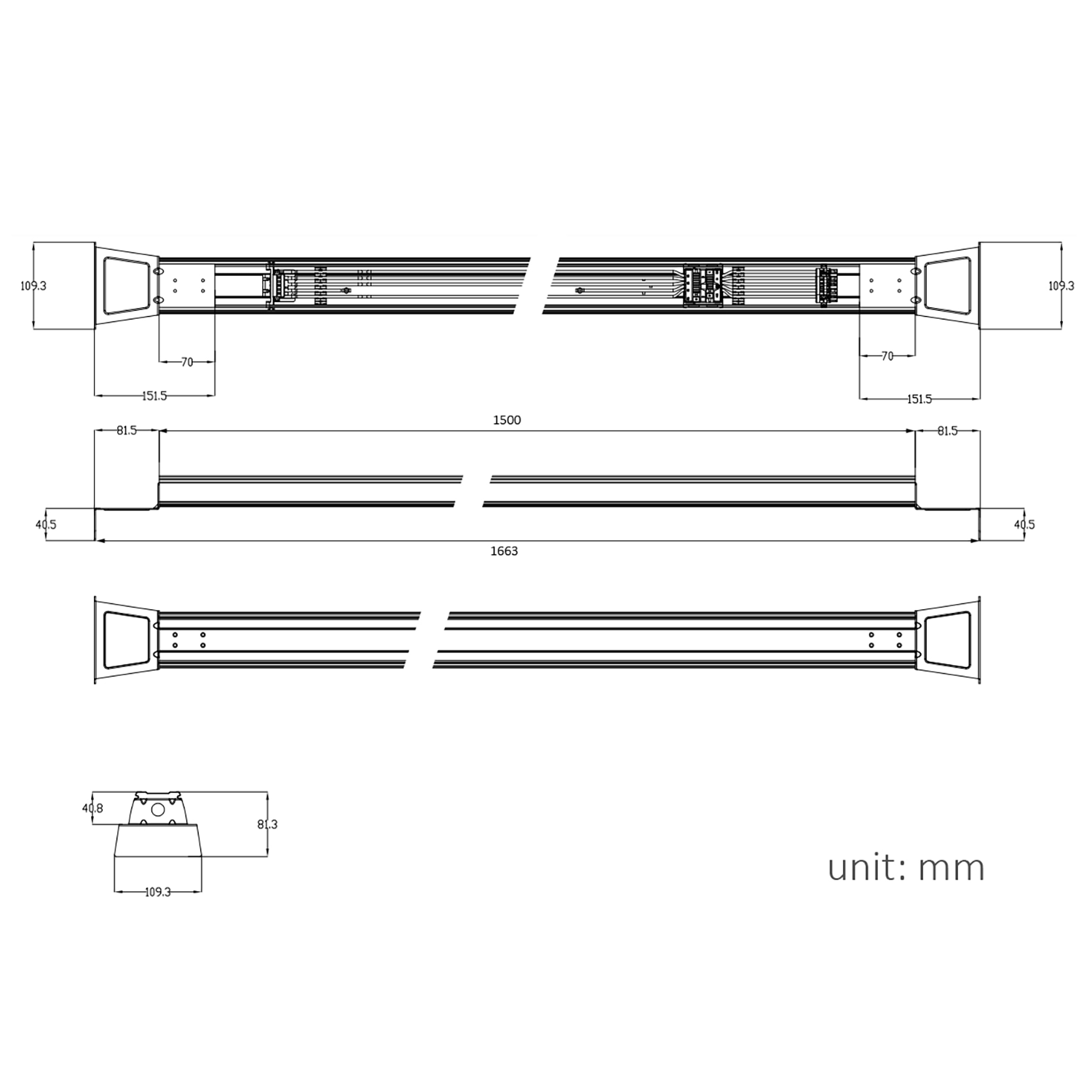 Trunk Track System Ceiling (cc 1800 mm) 18i3 WH