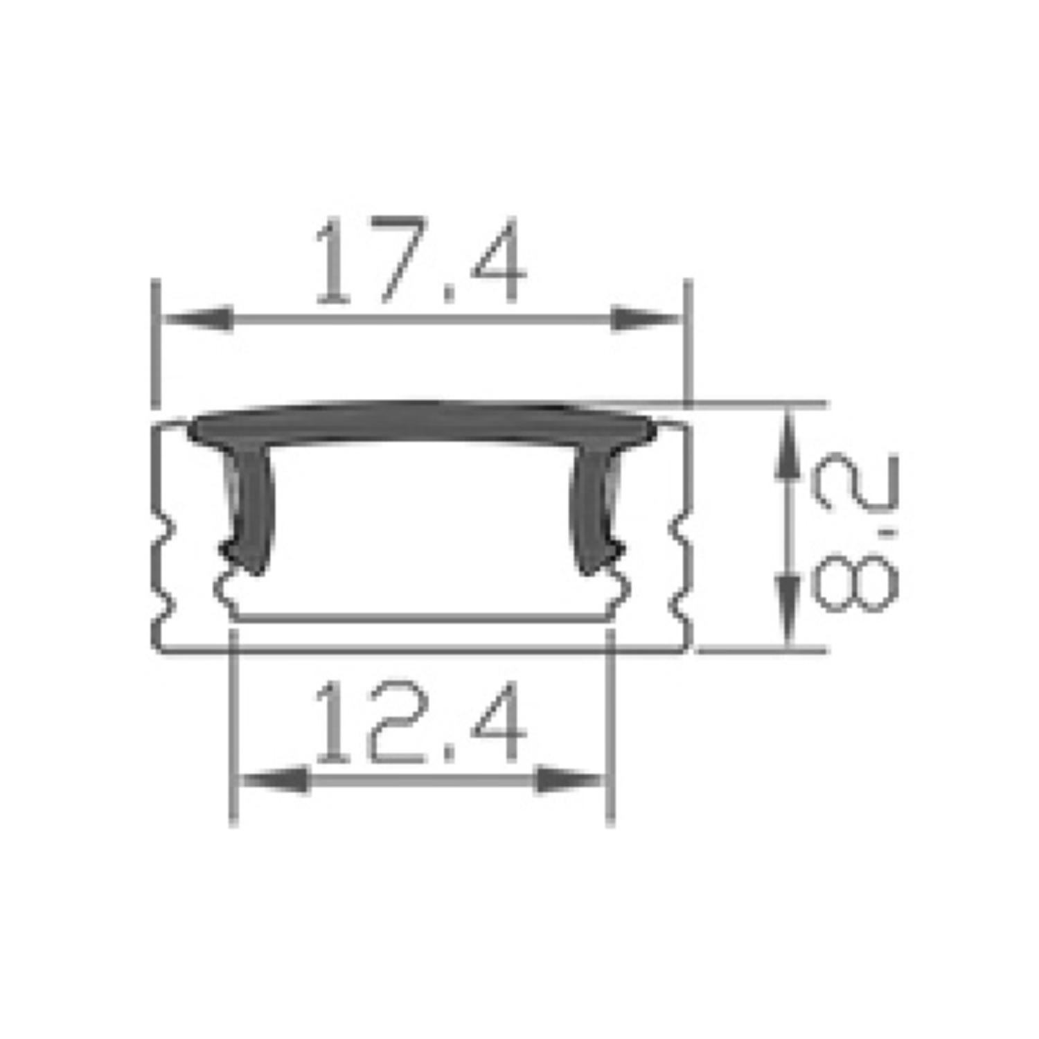 Profile U1 Alu 2m 17,4x8,2mm incl f. cover,end cap, clips