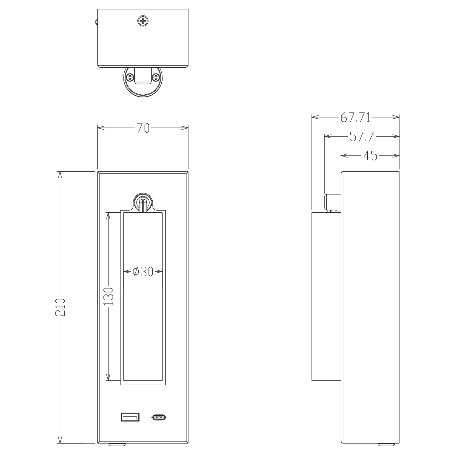Lorenzo II 930 20° 2W 2A-USB + USB-C BK 3m cable
