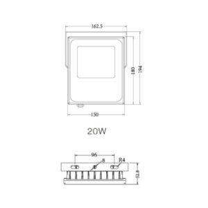 Major 2000lm 740 120° 20W IP65 BK 0,5m cable
