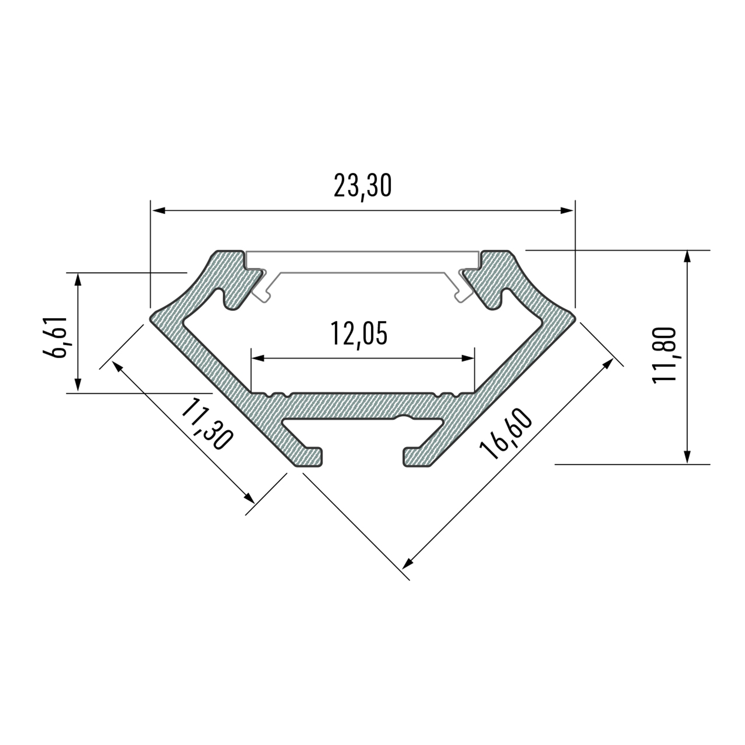 Profile Type C-Corner BK anod 2,02m inc/end caps, clips