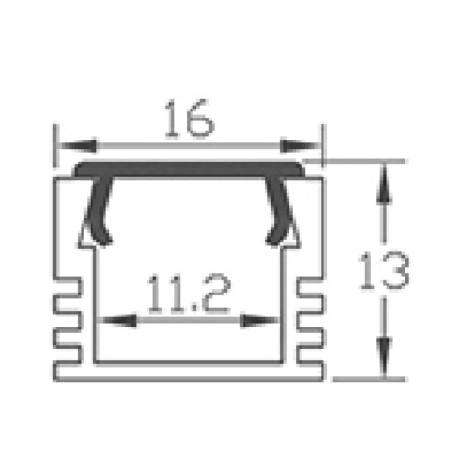 Profile U2 Alu 2m 16x13mm incl f. cover, end cap, clips
