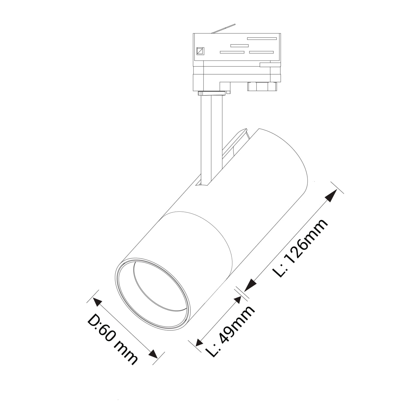 Cylinder 60 Spotskinnepakke X3, 2M, Dim-to-Warm, sort