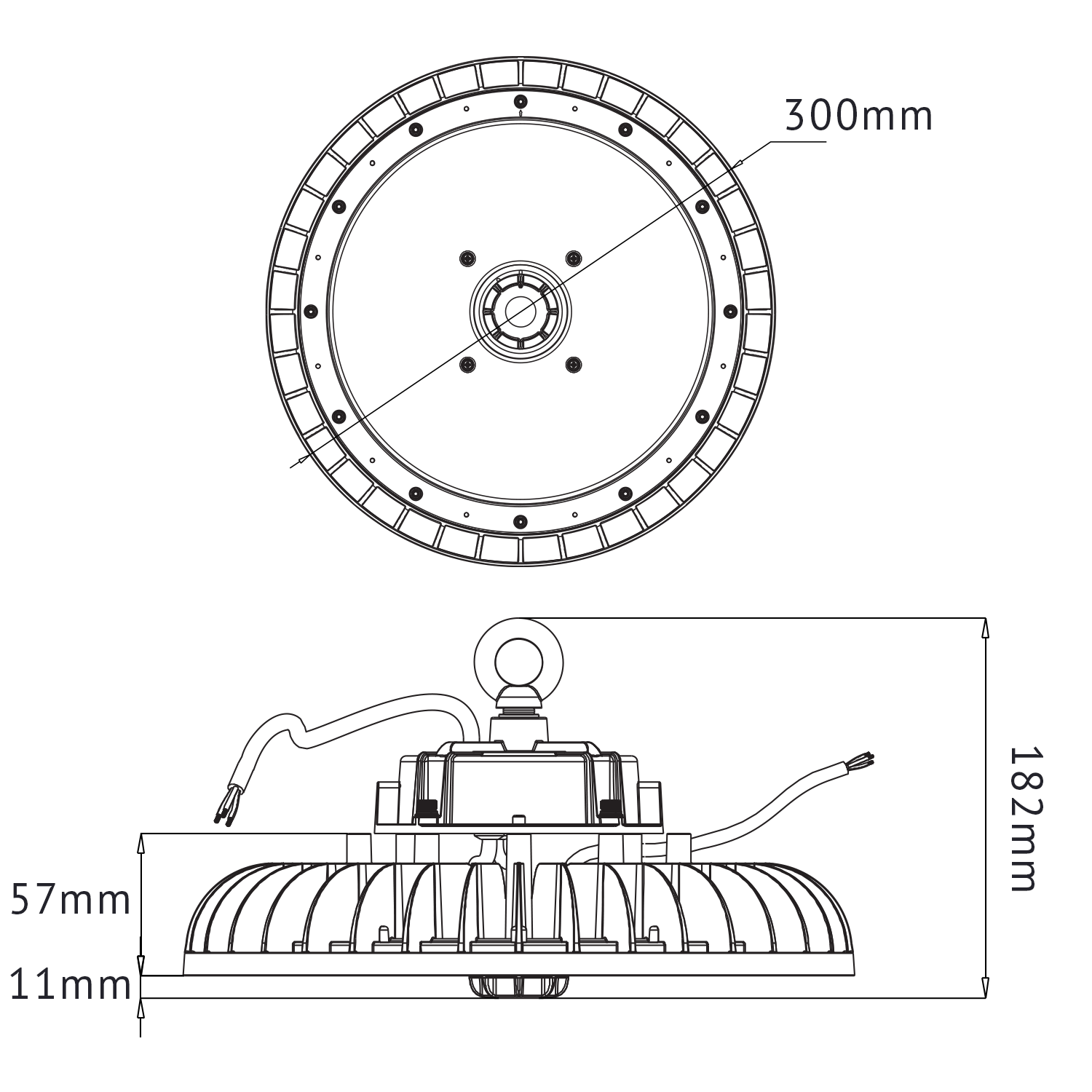 Ufo B High Bay 25.000lm 865 (6500K) 120° 150W 1-10V 18i3, sort