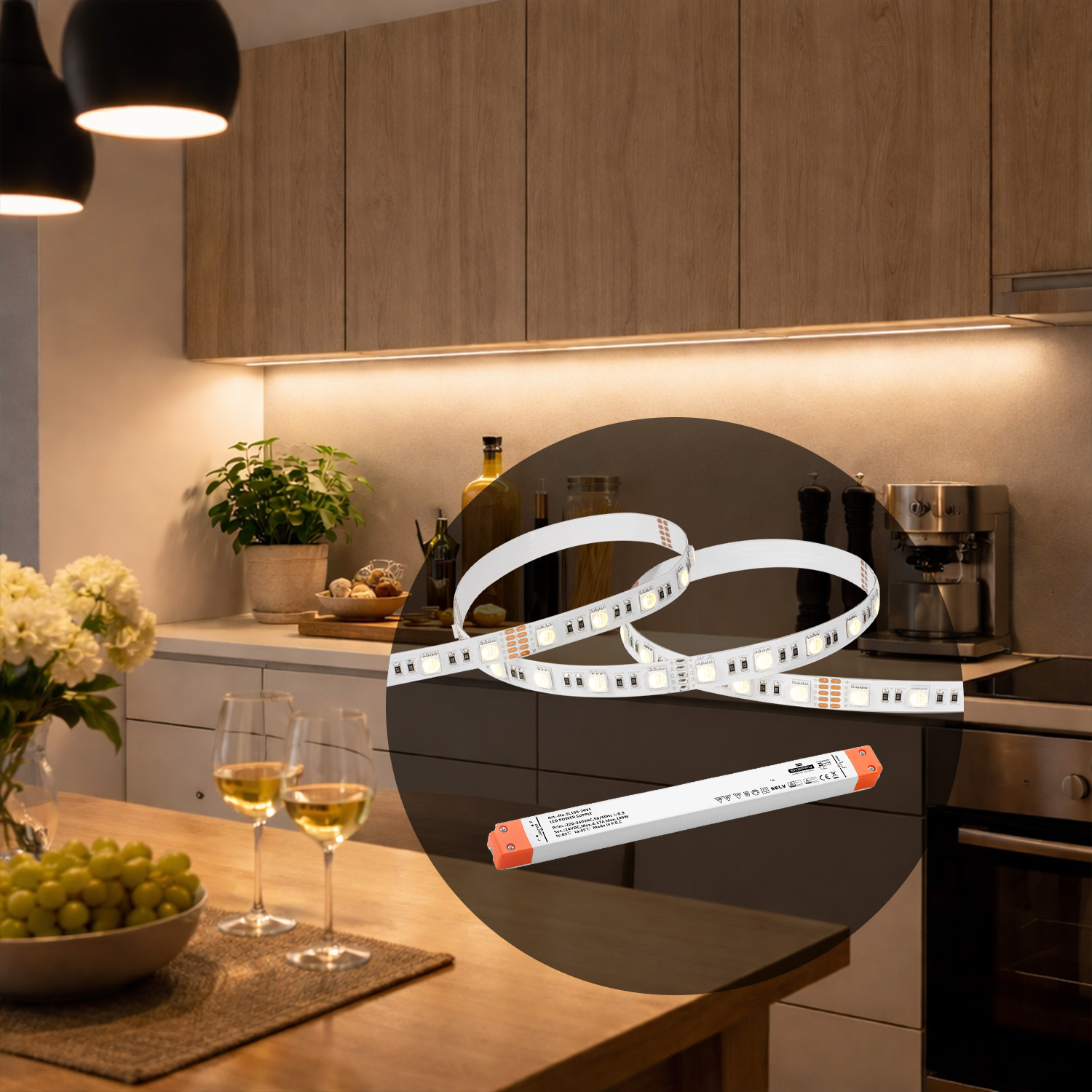 LED-strip + driver (ikke dimbar) 28,8W/m, 3m