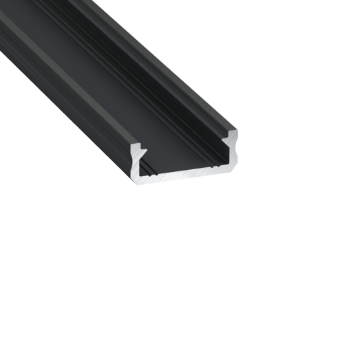 Profil Type D 16x6,3mm BK 2,02 m inkl. endestykker, klips