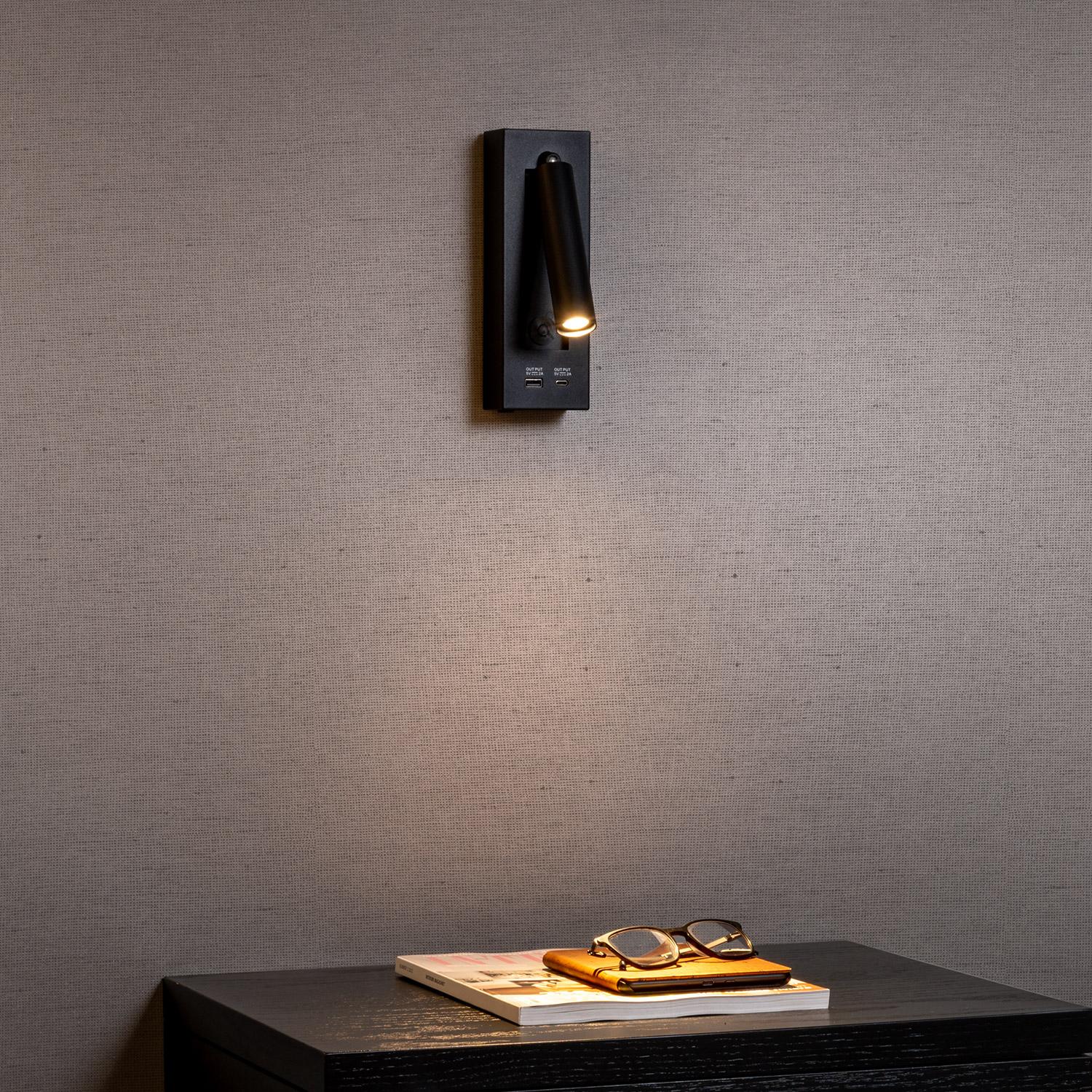 Lorenzo II 930 20° 2W 2A-USB + USB-C BK 3m cable