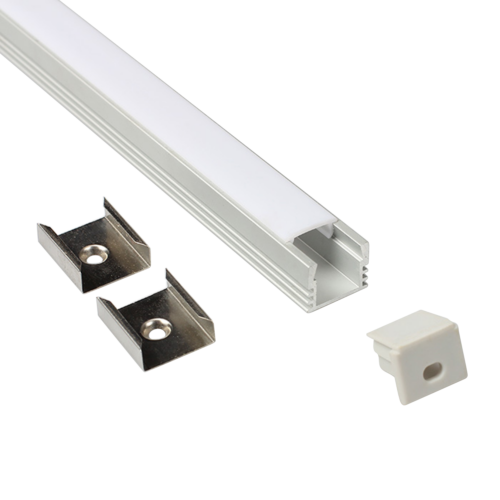 Profil U2 Alu 2m 16x13mm inkl. dæksel, endekappe, clips