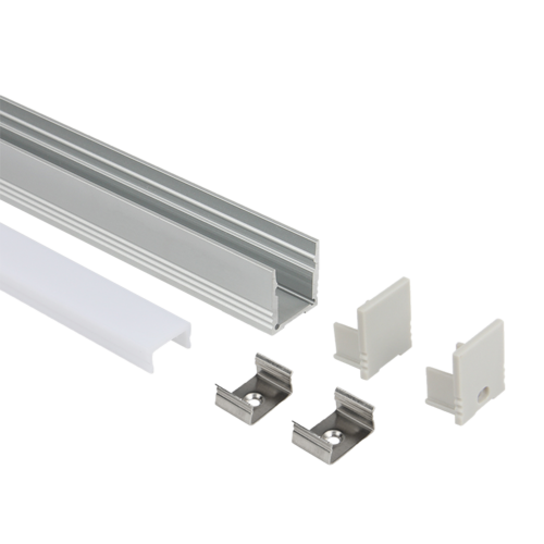 Profil U3 Alu 2m 18,5x20mm inkl f.cover, endekappe, clips