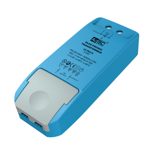 Transformer 12Vac 0-70W Halogen/0-50W LED maksimalt 6 LED Faseafskæring