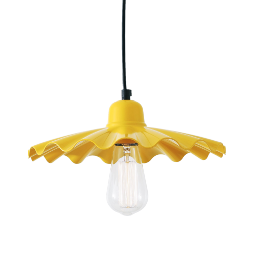 Ardle Ripple Shade Factory Pendant 30cm Yellow 1m cable