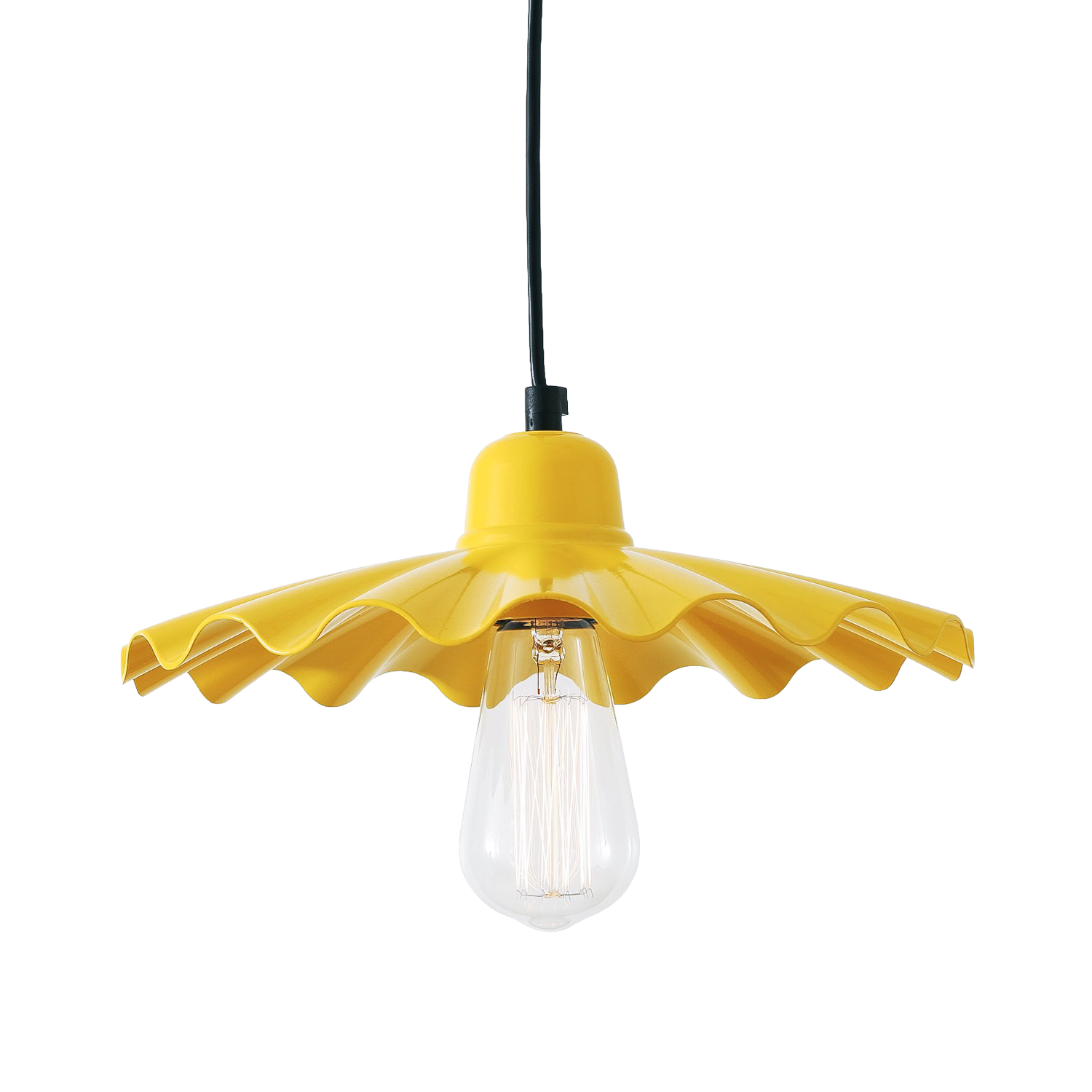 Ardle Ripple Shade Factory Pendant 30cm Yellow 1m cable