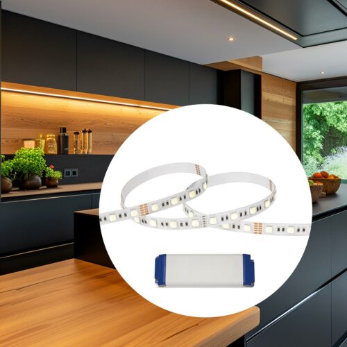 LED-strip + driver (dimbar) 14,4w 10m, 3000k for kjøkken m.m